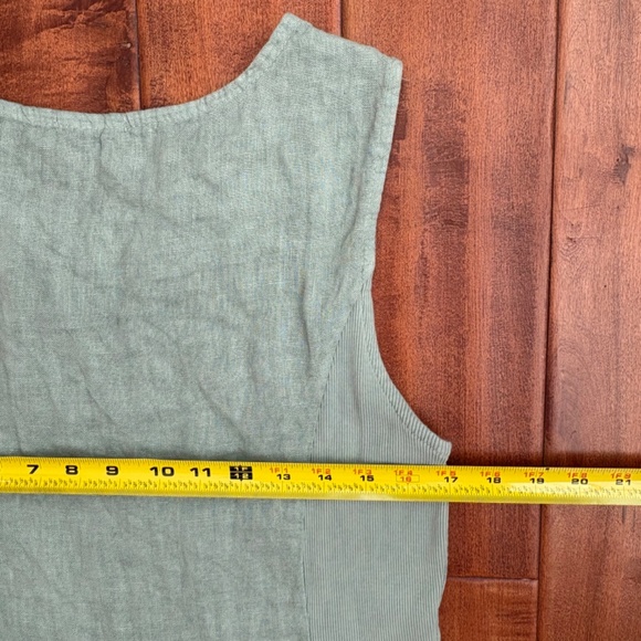 Lungo L'Arno 100% Linen Shift Dress M Lagenlook Italy Sage-Green - Picture 8 of 11